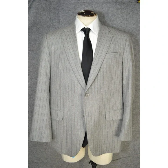 ROBERT TALBOTT Mens 44R Blazer Sport Coat Casual Jacket‎ Gray Wool Pinstripe